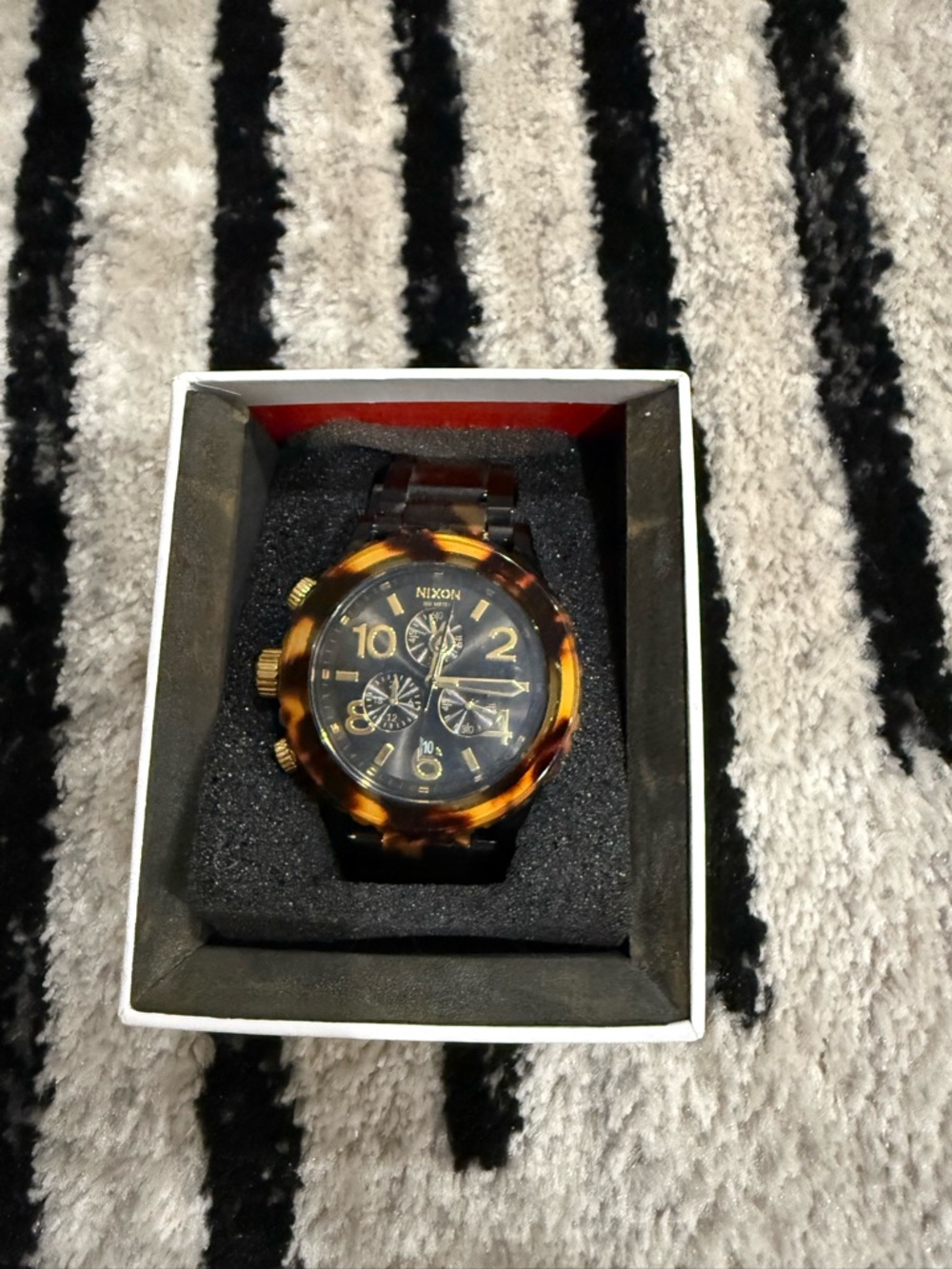 Nixon Tortoiseshell Bezel Watch with Black Dial